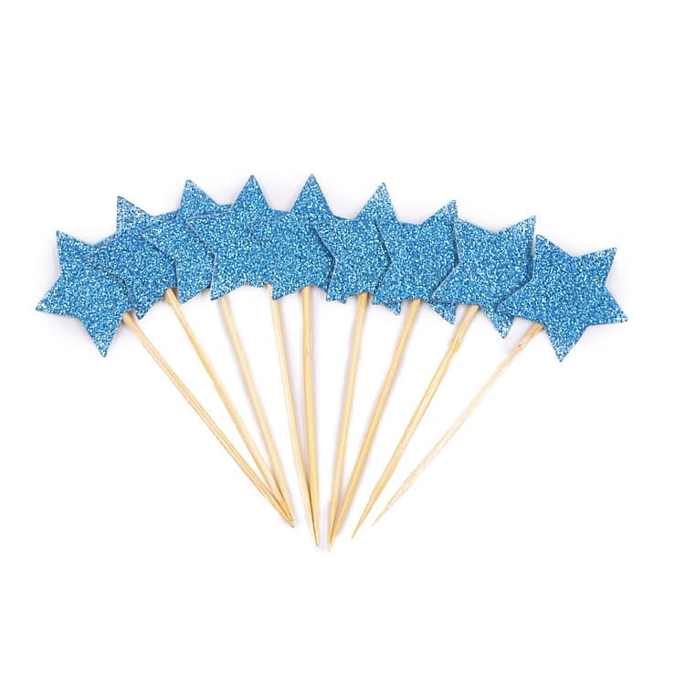 10-pack of five-pointed star cake decoration inserts, various glitter series baking inserts, wedding decoration inserts 6