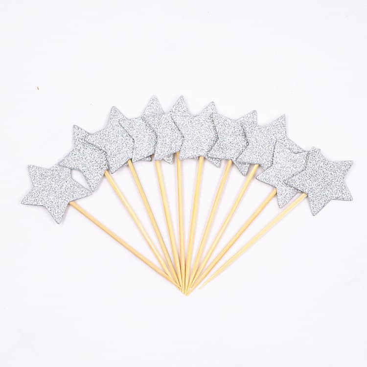 10-pack of five-pointed star cake decoration inserts, various glitter series baking inserts, wedding decoration inserts 7