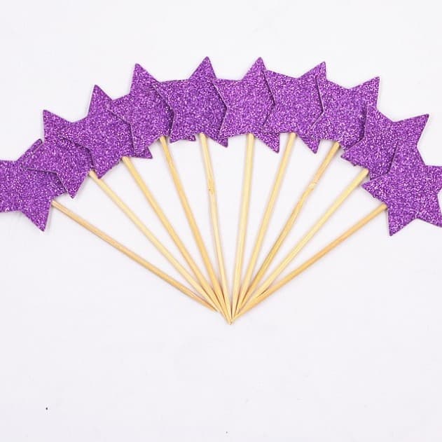 10-pack of five-pointed star cake decoration inserts, various glitter series baking inserts, wedding decoration inserts 9