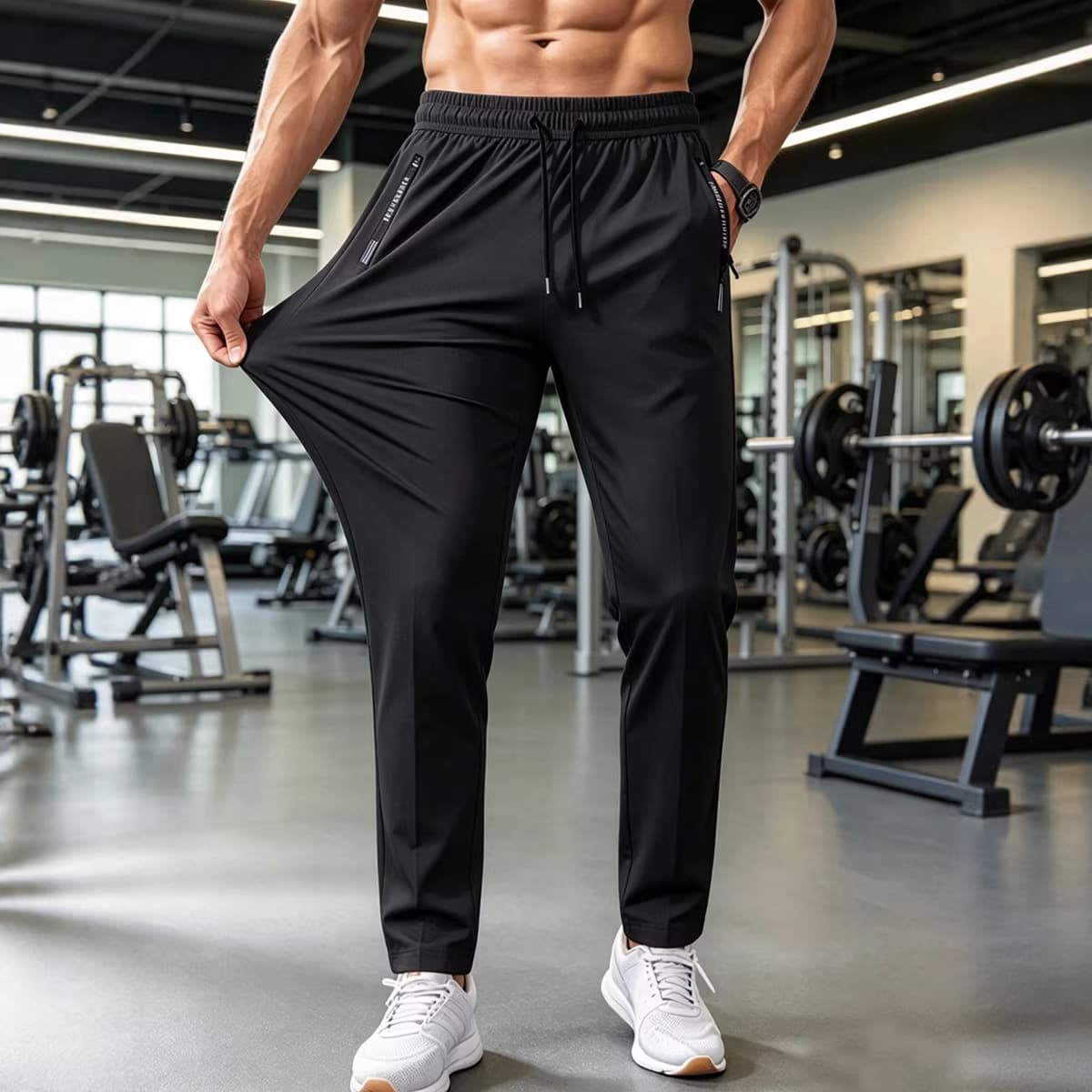 Men's summer nylon ice silk trousers men's thin breathable large size casual stretch trousers flat-footed quick-drying trousers 5