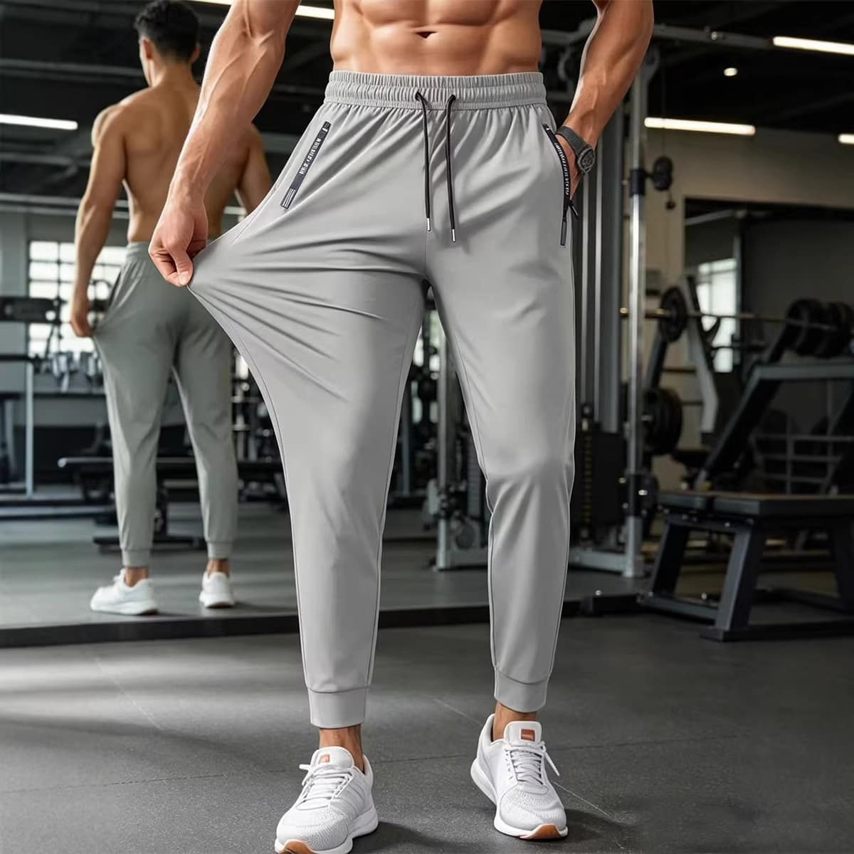 Men's summer nylon ice silk trousers men's thin breathable large size casual stretch trousers flat-footed quick-drying trousers 6
