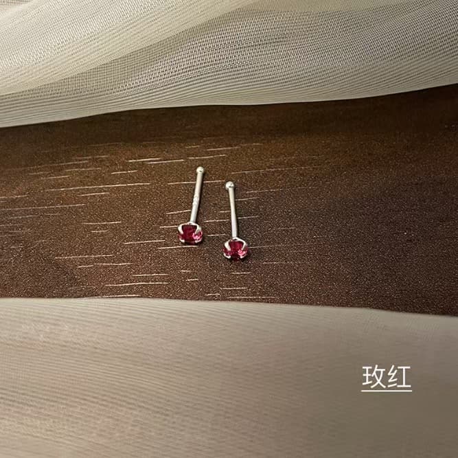 Mini 925-needle four-claw colored diamond, no need to pick out ear piercing ear sticks for sleeping, ins style ear bone exquisite earrings 9
