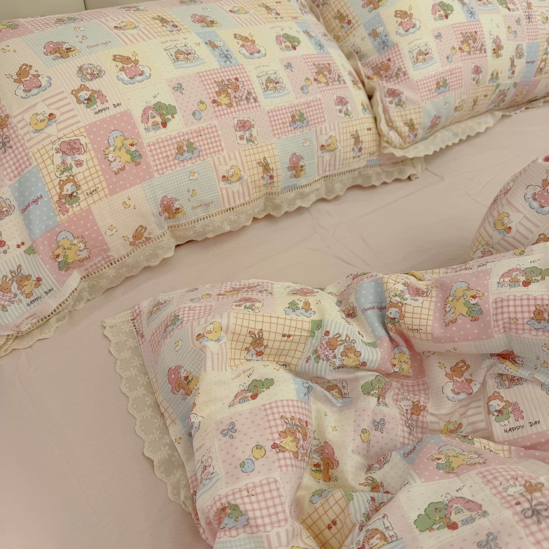 Category A maternal and infant grade cotton double-layer yarn four-piece set 1.5 bed 1.8 bed sheets, fitted sheets, quilt cover, dormitory three-piece set 8