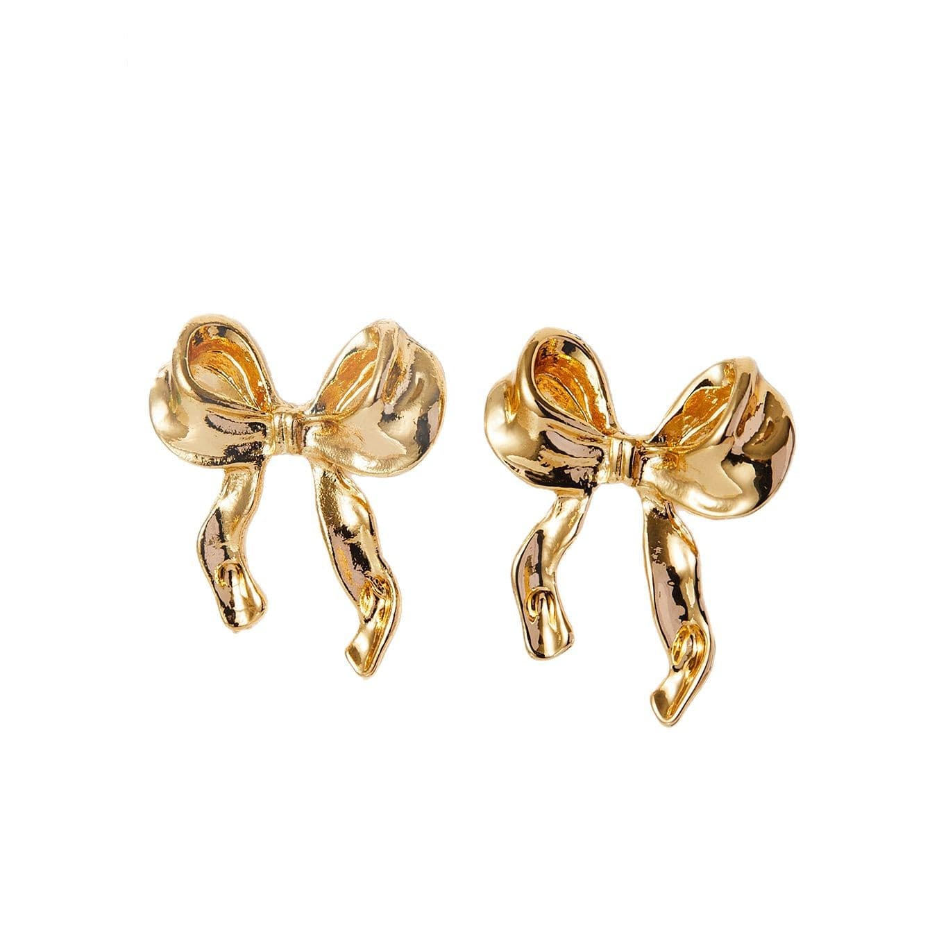 Ribbon Bow Stud Earrings Gold/Silver Women's Daily Wear Versatile Simple Simple Card High-end Stud Earrings 6