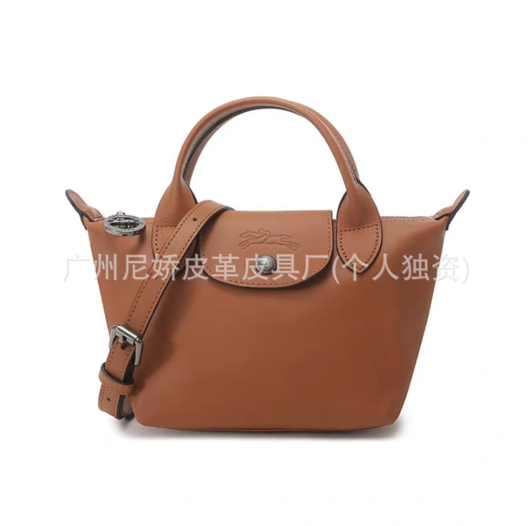 French Longchamp high-quality cowhide mini dumpling bag shoulder portable crossbody bag fashionable casual versatile women's bag trend 9