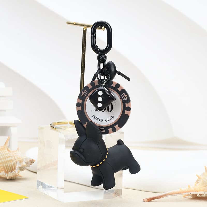 Internet celebrity French bulldog key chain accessories three-dimensional 3D dog ornaments cute bullfighting bag car pendant small gift 3