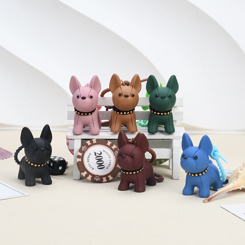 Internet celebrity French bulldog key chain accessories three-dimensional 3D dog ornaments cute bullfighting bag car pendant small gift 1