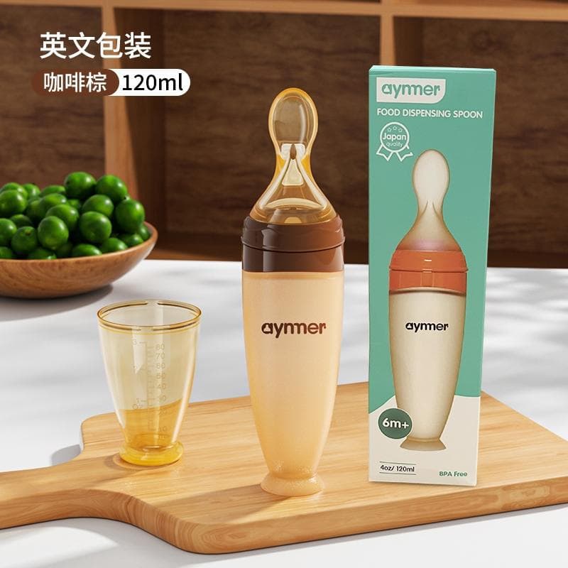 Baby rice cereal spoon, bottle squeeze feeding spoon, factory direct sales baby silicone soft spoon, baby food supplement tool 7