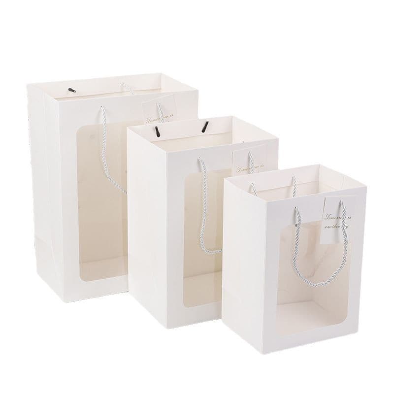 Transparent window tote bag wholesale birthday holiday gift bag packaging tote bag flower shop packaging 6