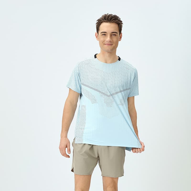 LULU summer sports T-shirt outdoor running cold fitness clothing men's quick-drying ice silk breathable round neck yoga short sleeves 4