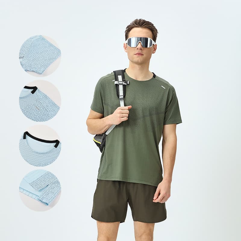LULU summer sports T-shirt outdoor running cold fitness clothing men's quick-drying ice silk breathable round neck yoga short sleeves 1