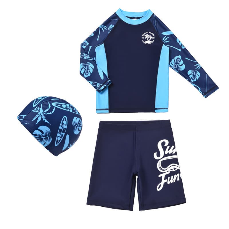Cross-border sun protection upf50+ children's diving surfing swimsuit split long-sleeved shorts small, medium and large children's swimming wear 1