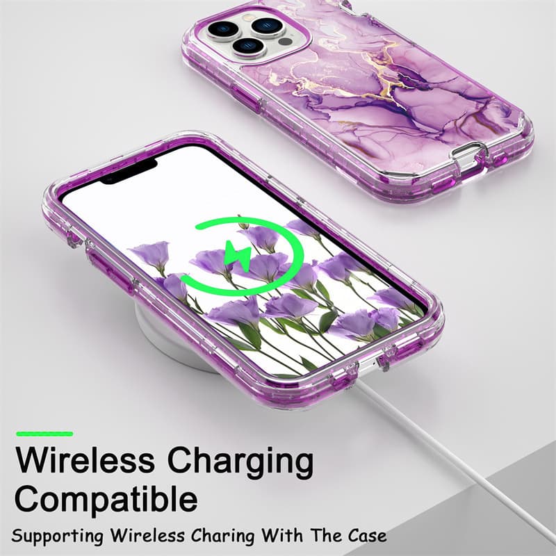 Suitable for Apple 17 mobile phone case electroplated marble iPhone16pro three-in-one mobile phone case anti-fall XR fashion 4