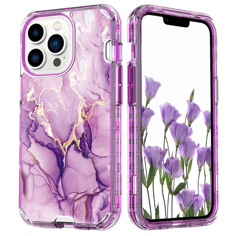 Suitable for Apple 17 mobile phone case electroplated marble iPhone16pro three-in-one mobile phone case anti-fall XR fashion 1