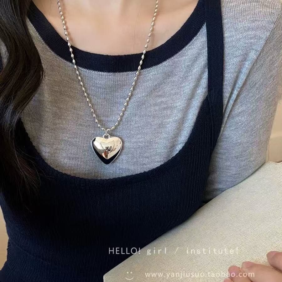 Korean style fever's same style irregular metal love necklace for women, high-end, elegant, simple and versatile accessories necklace 4