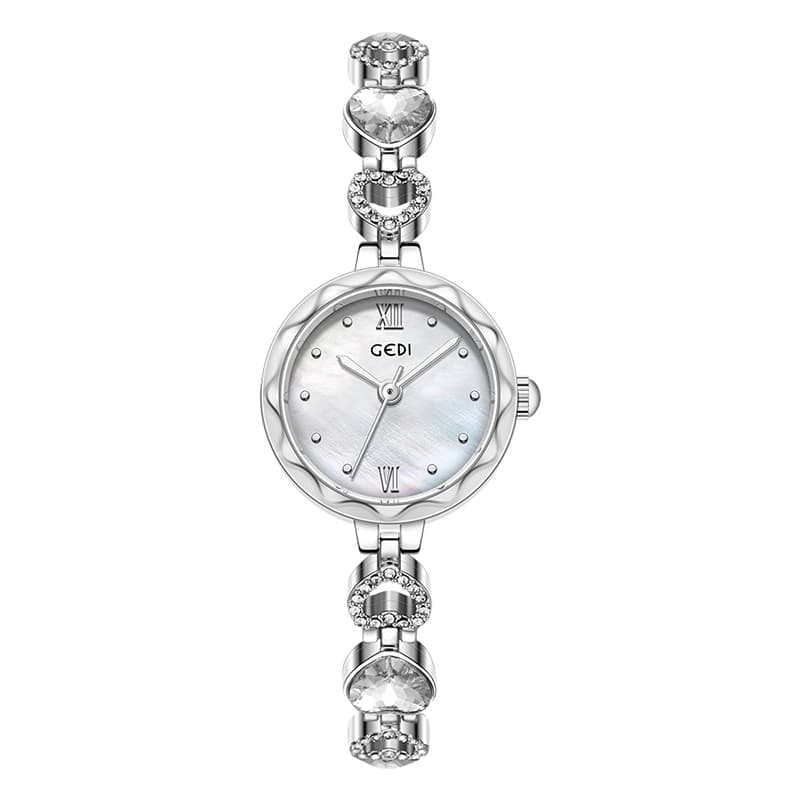 Goldie women's retro light luxury bracelet watch niche high-end heart-shaped rhinestone light luxury temperament quartz watch 6