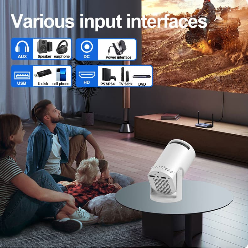 HY300 mini projector HD bedroom wireless same screen home theater barrel projector portable 5