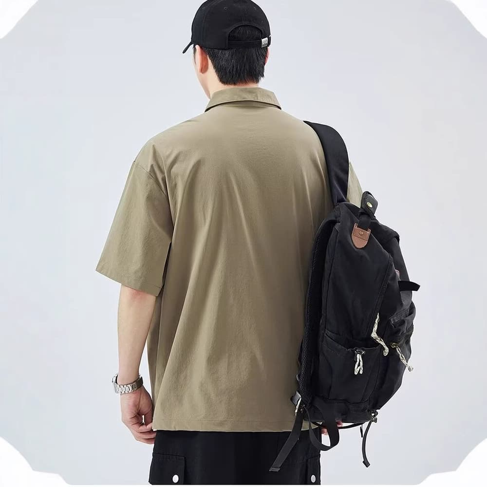 Fat half-zip Polo shirt men's 2025 summer new quick-drying breathable niche silky T-shirt shirt 8XL 5