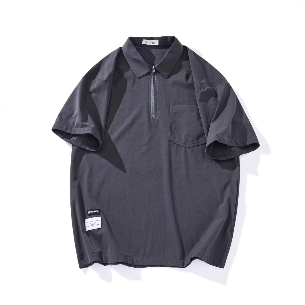Fat half-zip Polo shirt men's 2025 summer new quick-drying breathable niche silky T-shirt shirt 8XL 6
