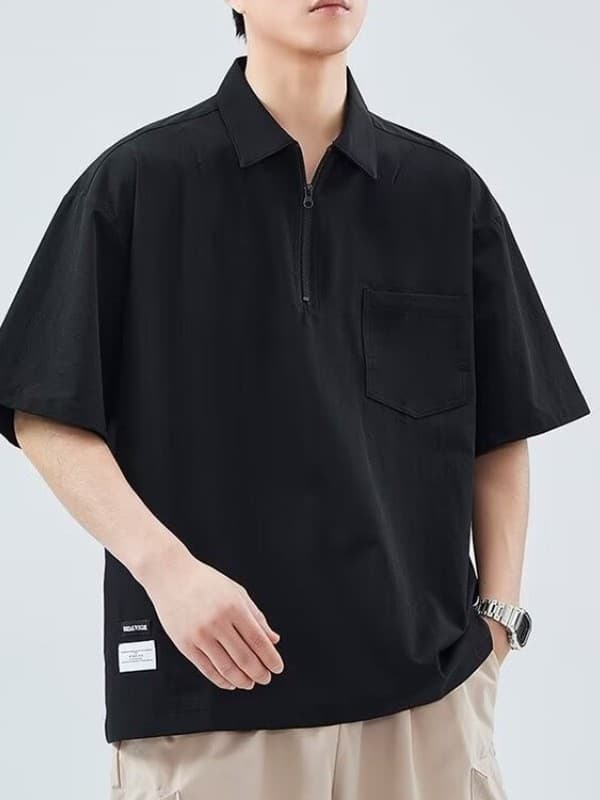 Fat half-zip Polo shirt men's 2025 summer new quick-drying breathable niche silky T-shirt shirt 8XL 7
