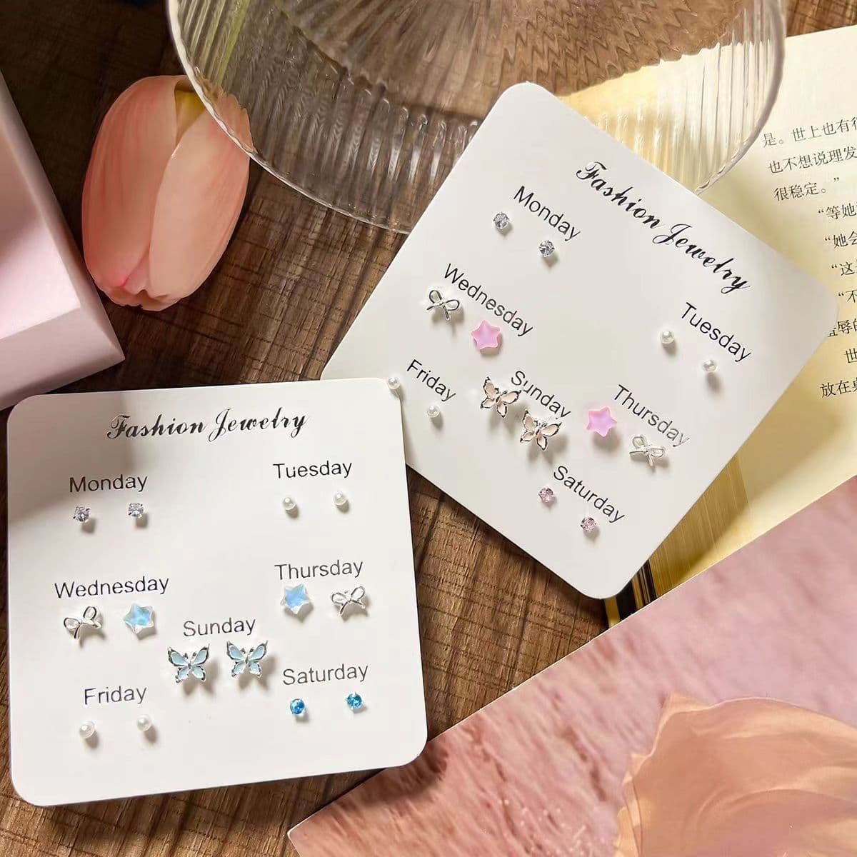 Sweet cool ins forest style small fresh cute sweet little butterfly earrings elegant small temperament simple versatile earrings 3