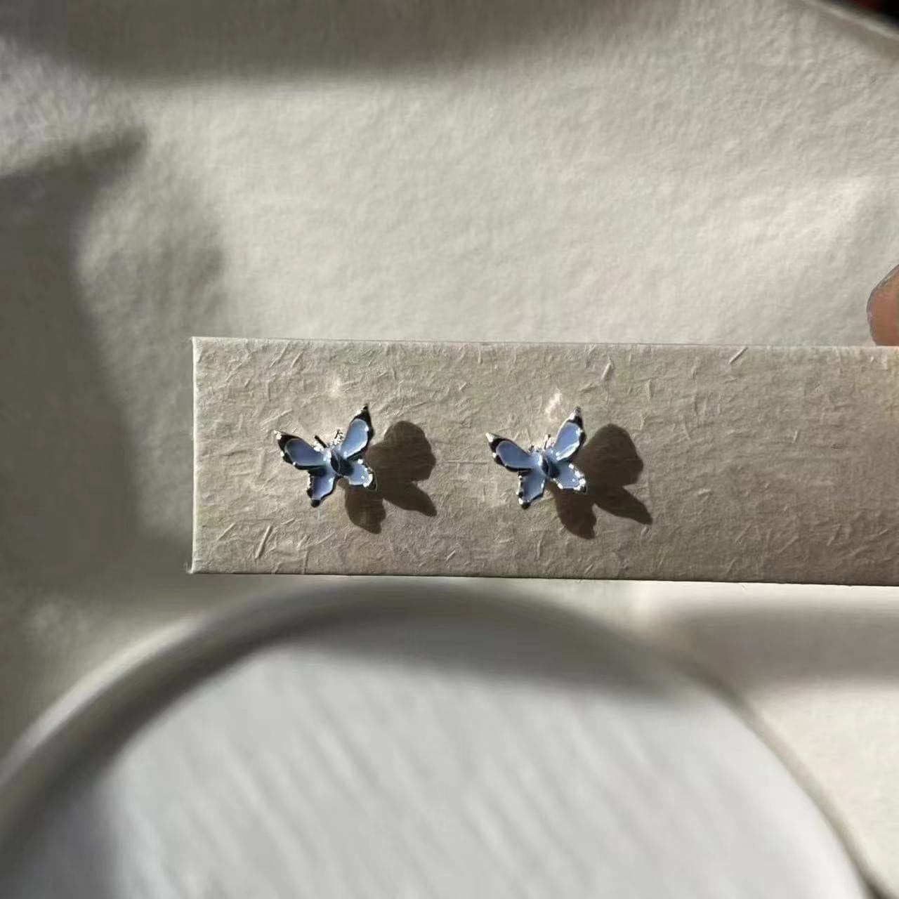 Sweet cool ins forest style small fresh cute sweet little butterfly earrings elegant small temperament simple versatile earrings 10