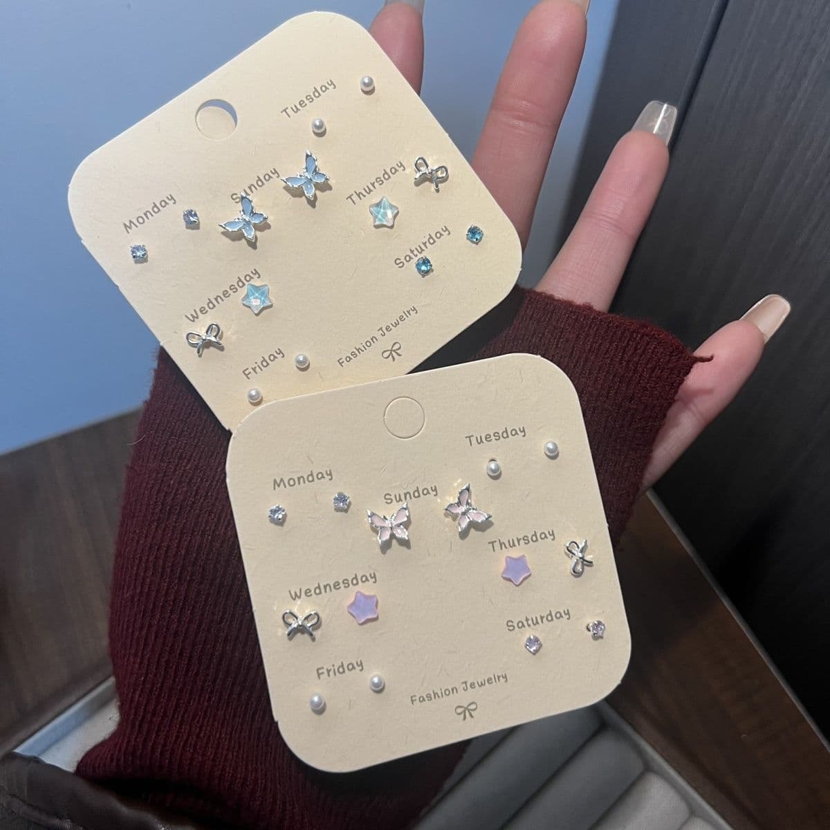 Kasuga Forest Sweet Butterfly Earring Set Wholesale Small Fresh Elegant Cute Compact Versatile Pearl Earrings for Women 1