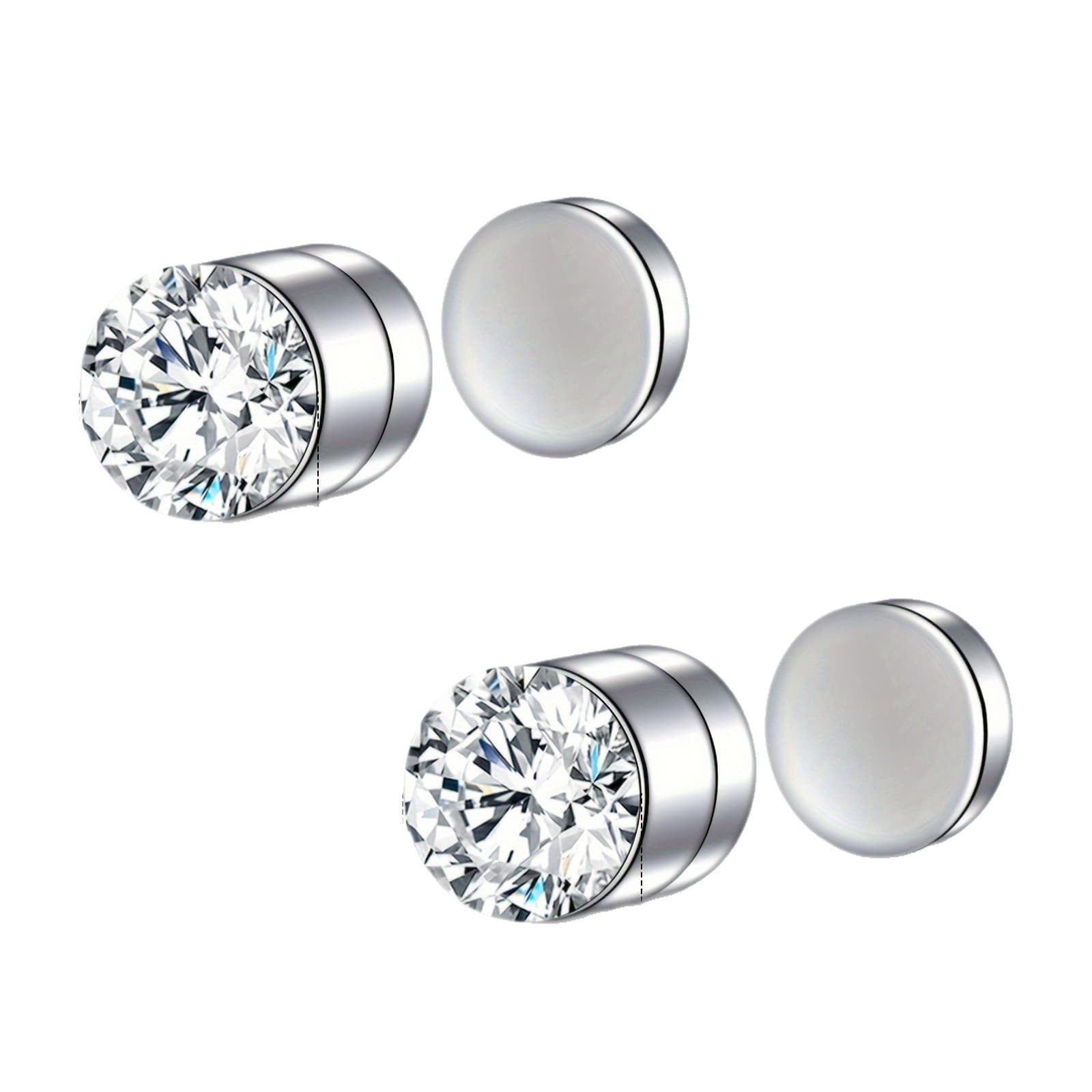 Cross-border rhinestone diamond magnet ear clip men's earrings earrings circles women's trendy personality high-end light luxury Amazon 6