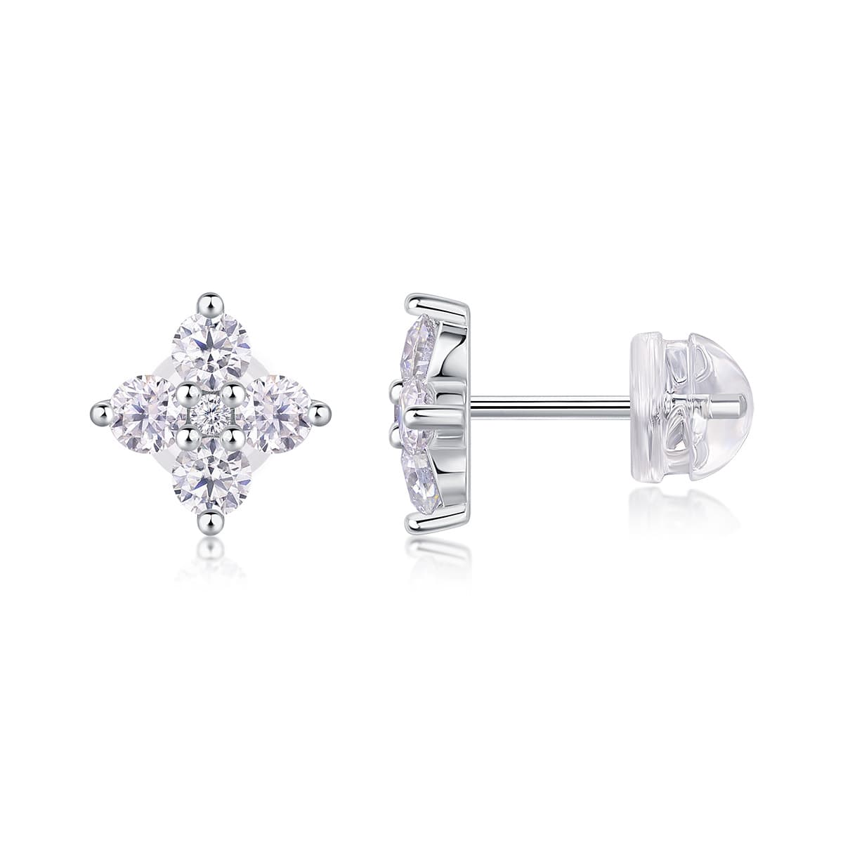 Cross-border exquisite snowflake moissanite earrings for daily wear, high-end niche, simple sparkling earrings, four-leaf clover 6