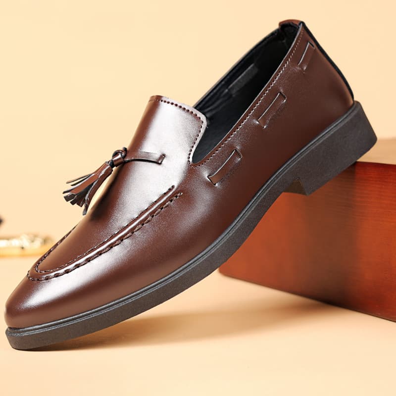 Autumn tassel slip-on loafers, versatile youth suits, beanie leather shoes, men's Korean style British men's shoes, groomsmen's shoes, trendy 3