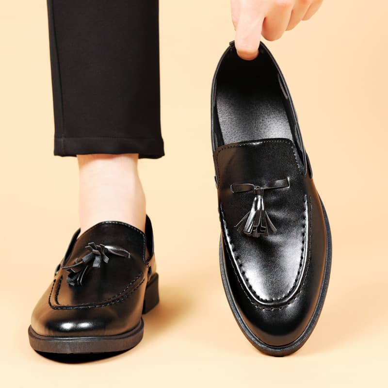 Autumn tassel slip-on loafers, versatile youth suits, beanie leather shoes, men's Korean style British men's shoes, groomsmen's shoes, trendy 5