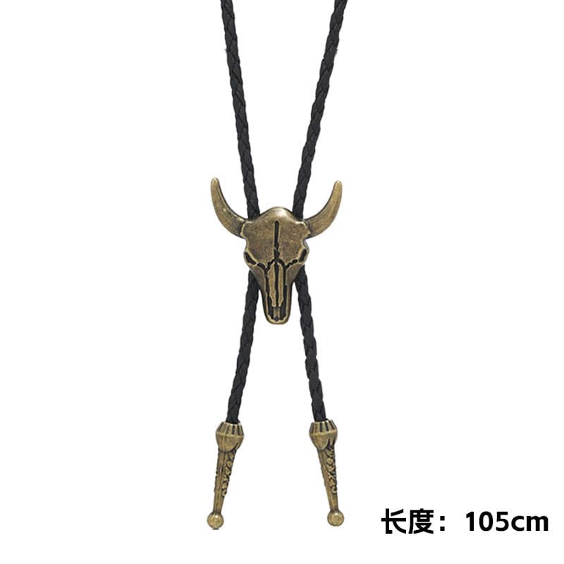 European and American cross-border creative tie necklace rope alloy cow scalp rope necklace fashion retro zipper scalp necklace 8