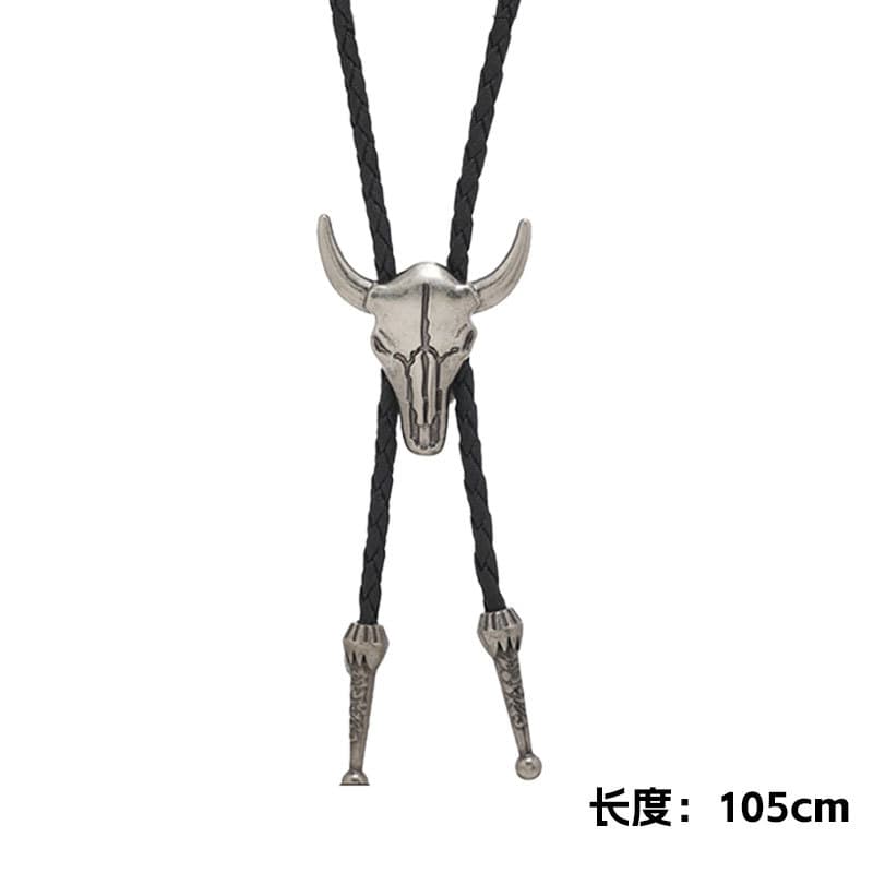 European and American cross-border creative tie necklace rope alloy cow scalp rope necklace fashion retro zipper scalp necklace 9
