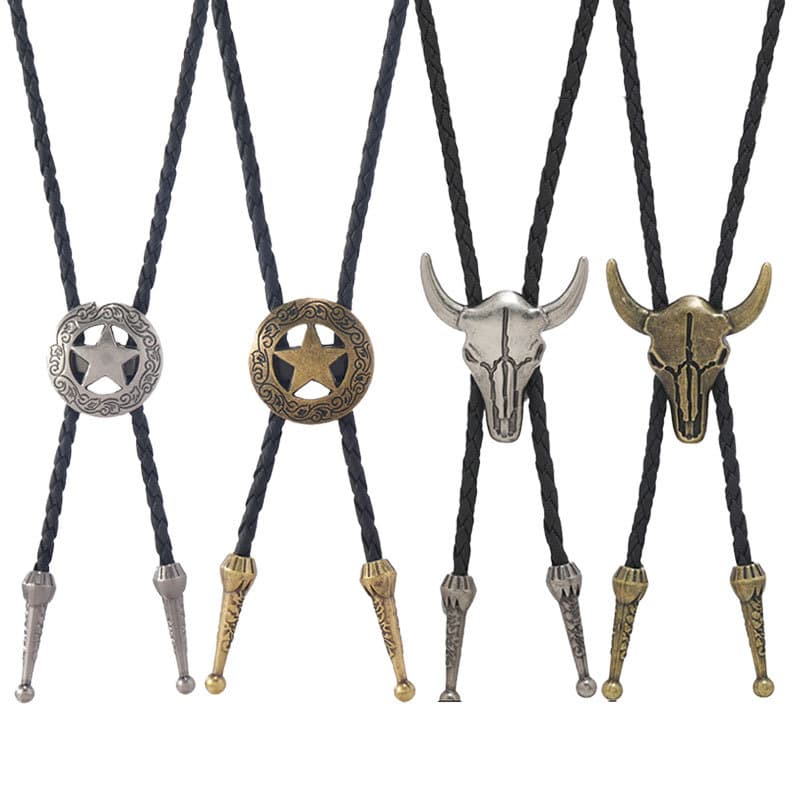 European and American cross-border creative tie necklace rope alloy cow scalp rope necklace fashion retro zipper scalp necklace 1