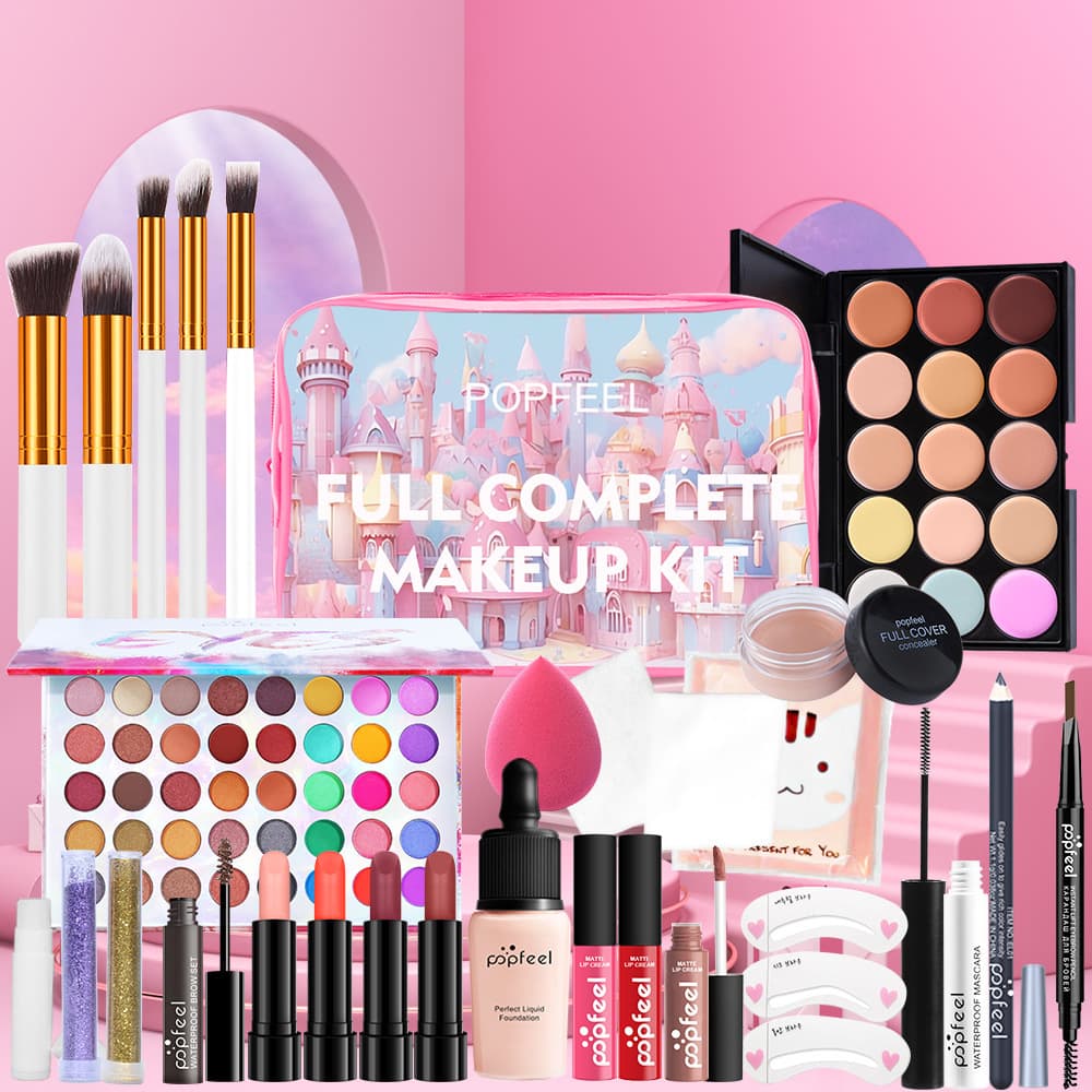 Cross-border products POPFEEL cosmetics set eye shadow, lipstick and foundation complete set for beginners European and American makeup 1