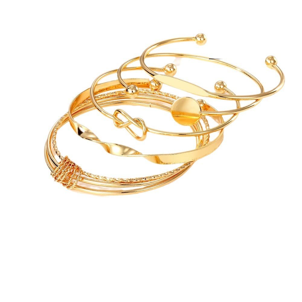 European and American cross-border retro simple chain bracelets, fashionable mix and match open bracelets, bracelets, stacked style combination wholesale 6