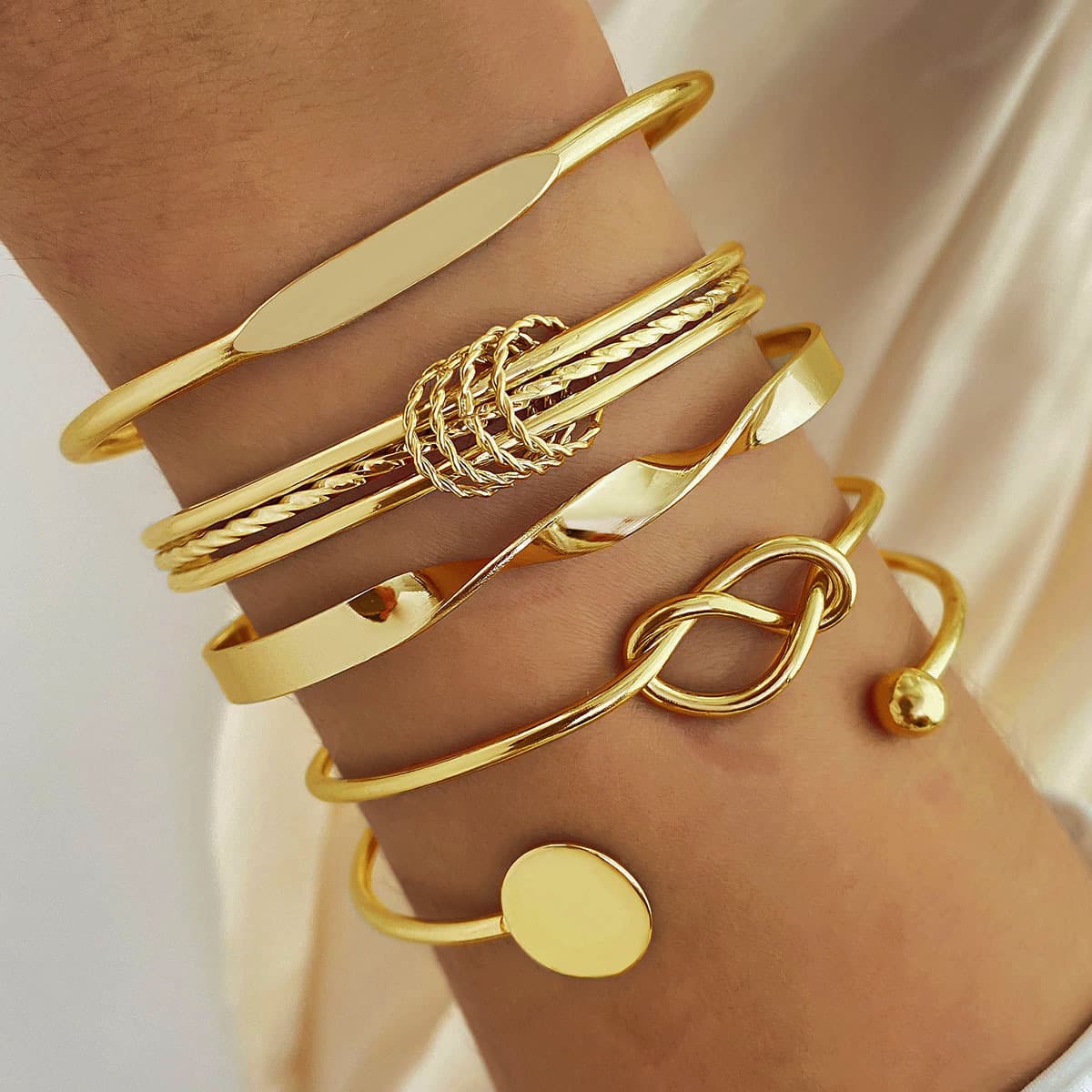 European and American cross-border retro simple chain bracelets, fashionable mix and match open bracelets, bracelets, stacked style combination wholesale 1