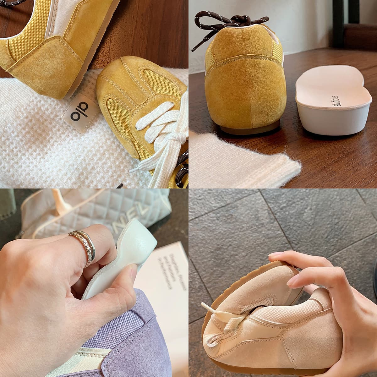 Cowhide version ~ Grape Mama's 5cm heightening retro mandarin duck shoelace mesh versatile moral training shoes women's casual sports shoes 4