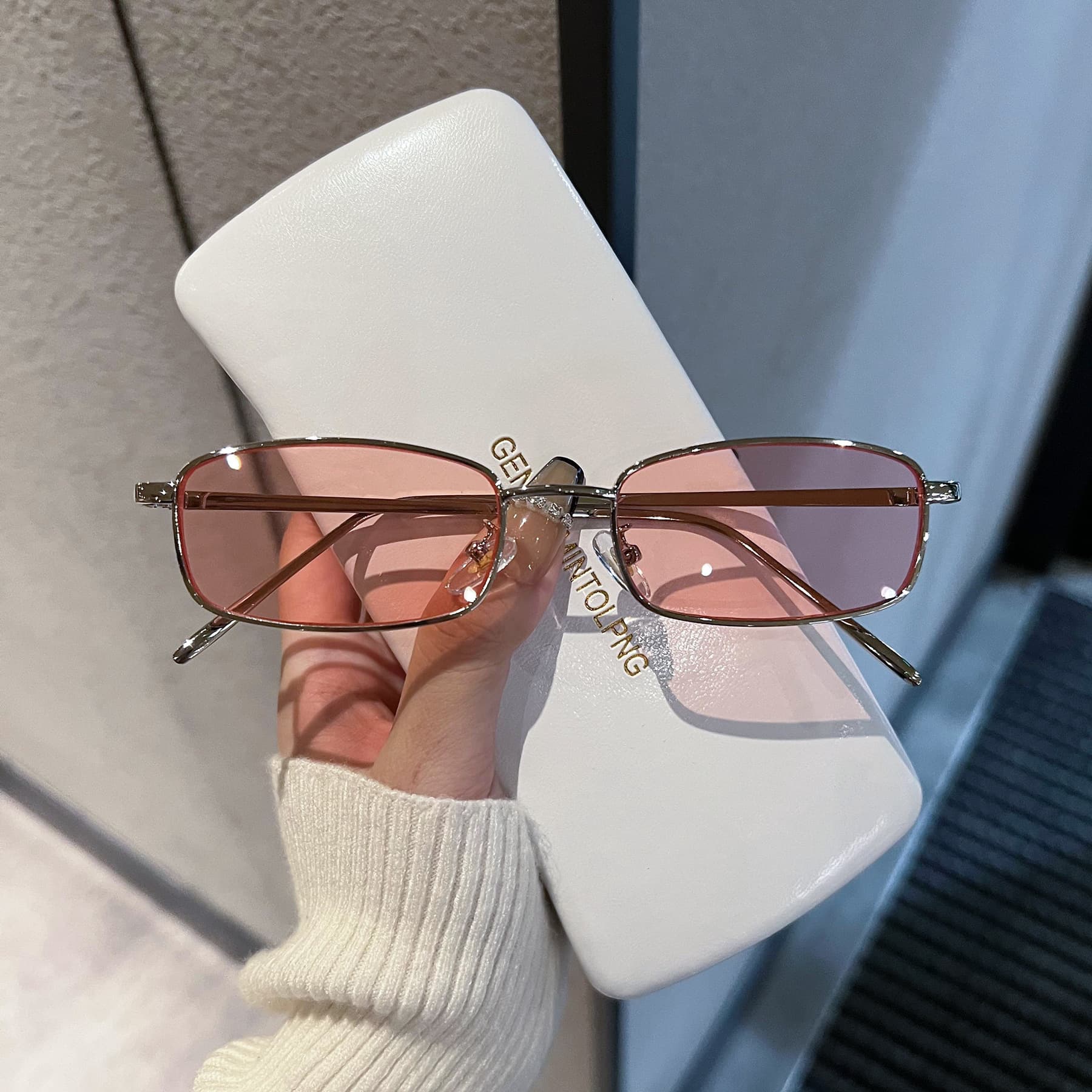 Panniang's same retro sunglasses for men, trendy polarized sunglasses for driving, internet celebrity personality, small frame square glasses for women 8