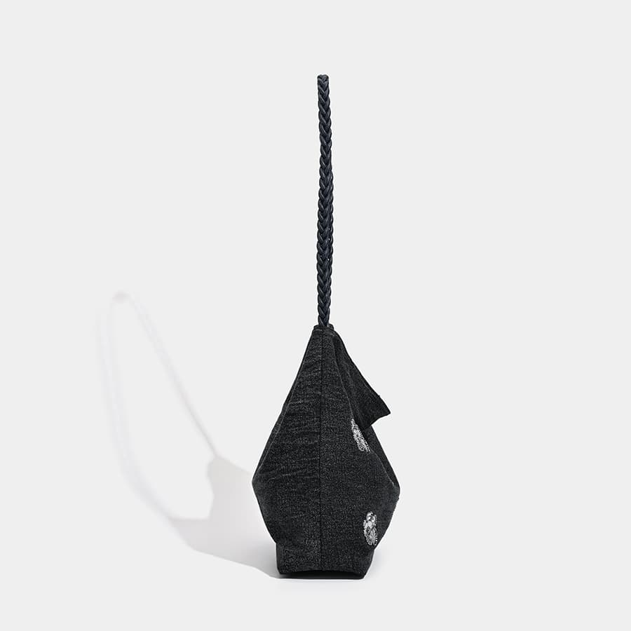 2026 New Tote Bag Denim Bag Black Simple Sequin Decoration Braided Shoulder Bag Fashion Women’s Bag Tote Bag 4
