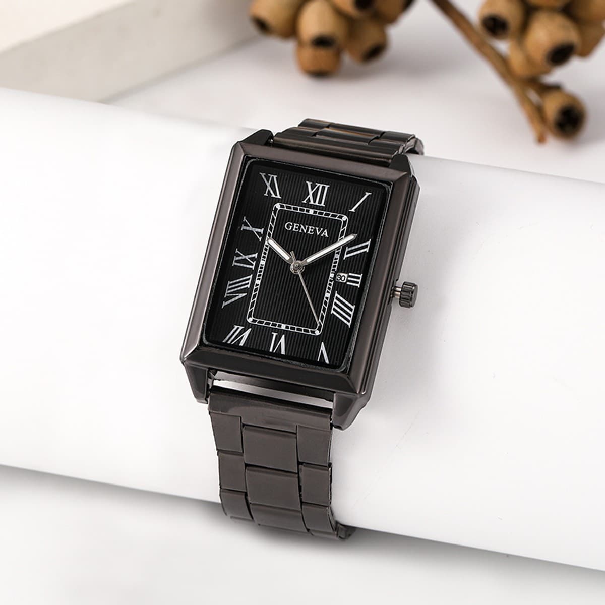 Fashionable personality trendy belt square watch for men and women hot selling casual quartz watch for men new in stock 7