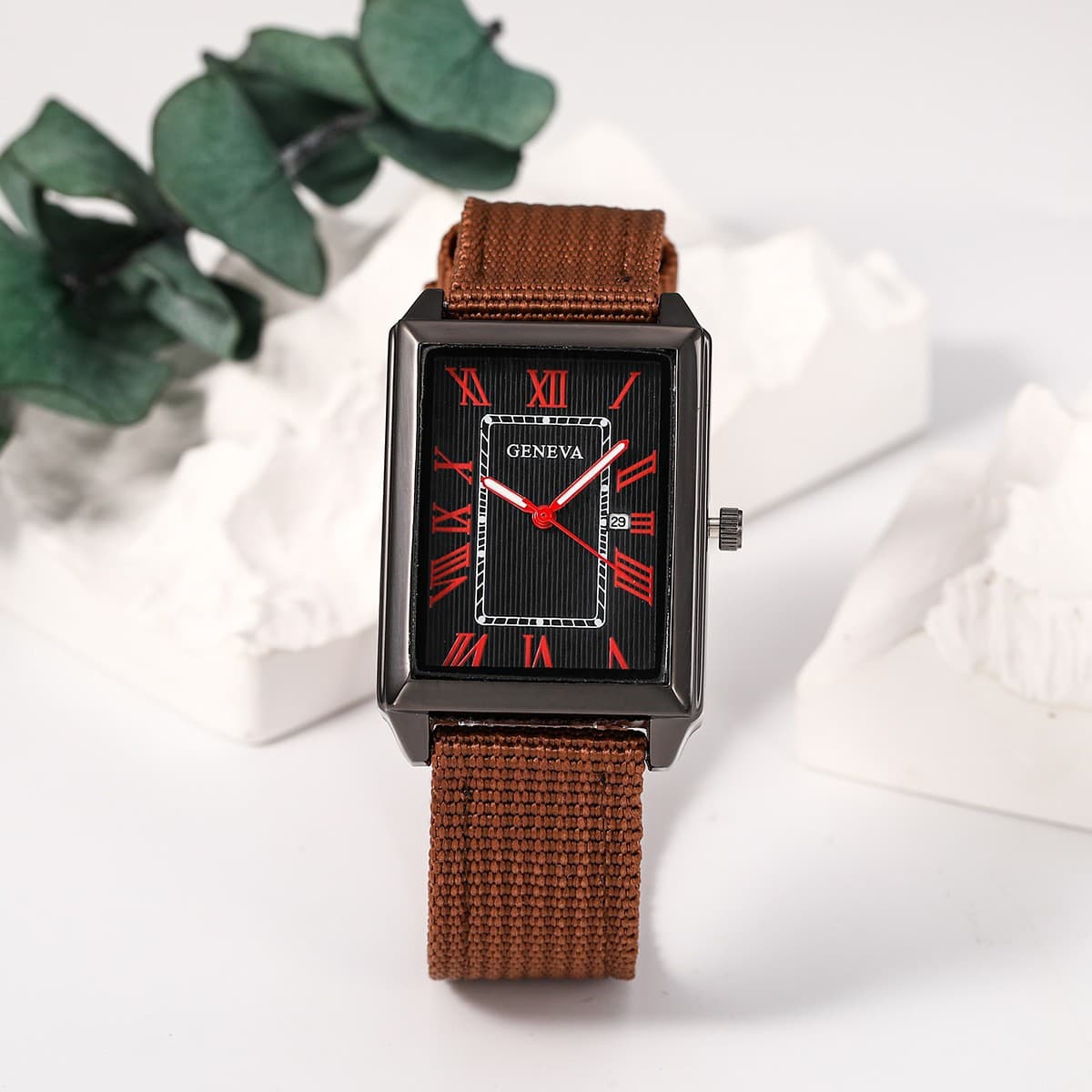 Fashionable personality trendy belt square watch for men and women hot selling casual quartz watch for men new in stock 10