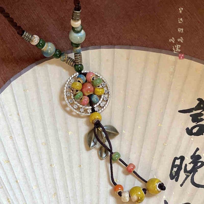 Bohemian style retro ceramic necklace women's new Chinese style exotic ethnic style high-end long sweater chain accessories 10