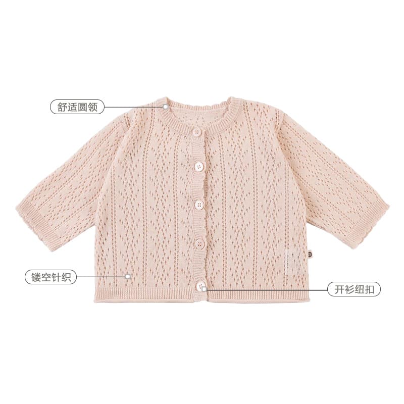 Children's knitted cardigan jacket thin breathable clothes girls baby baby hollow spring knitted sweater top 5