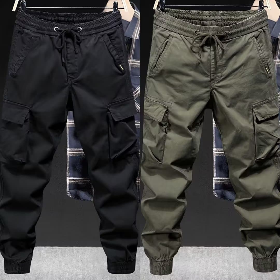Work pants for men at the construction site, wear-resistant and stain-resistant, plus size loose elastic overalls, ankle-tie labor protection work pants 2