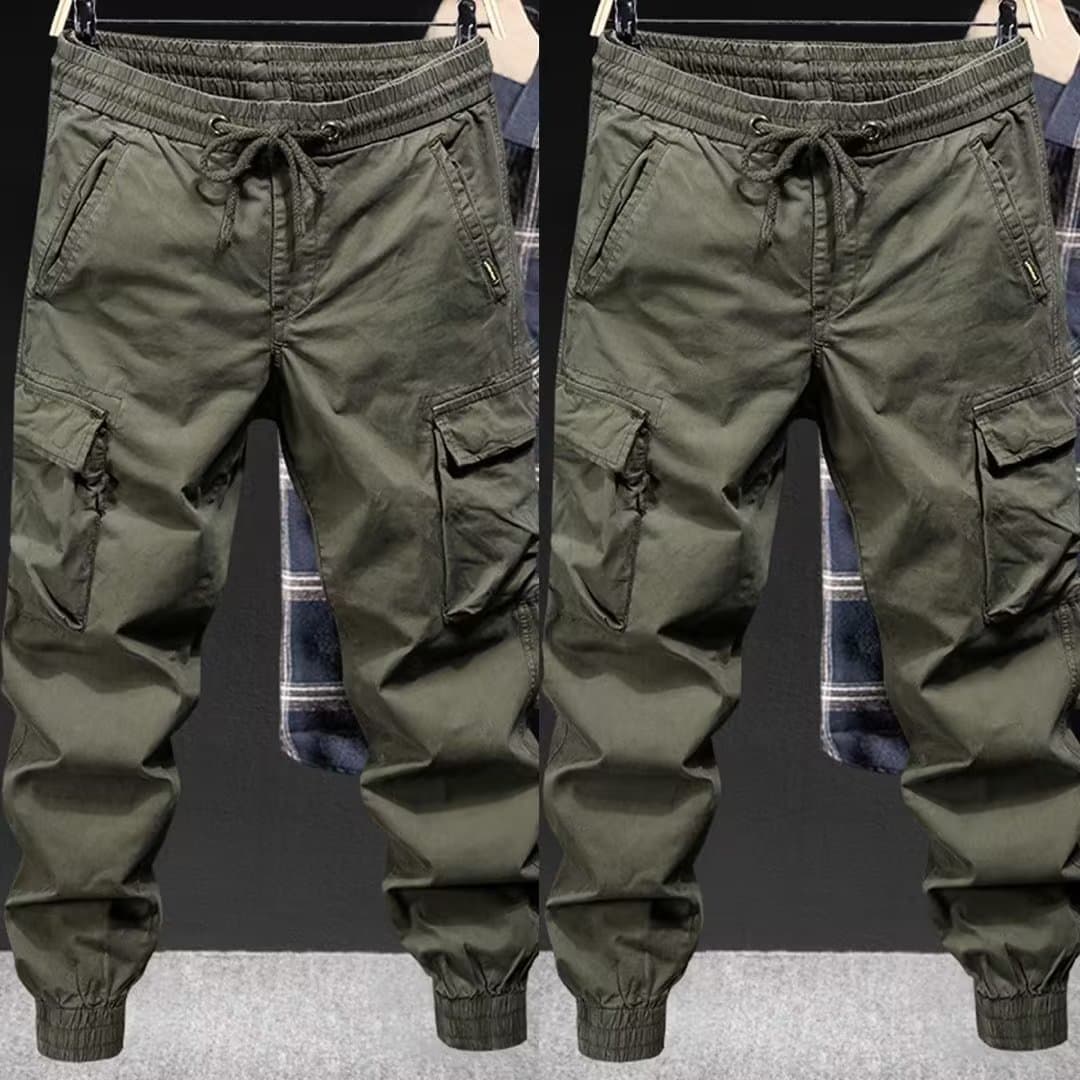 Work pants for men at the construction site, wear-resistant and stain-resistant, plus size loose elastic overalls, ankle-tie labor protection work pants 3