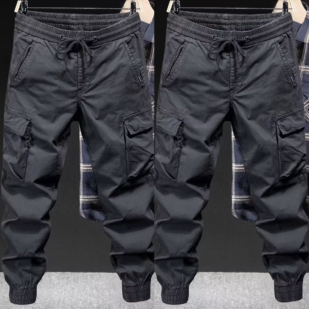 Work pants for men at the construction site, wear-resistant and stain-resistant, plus size loose elastic overalls, ankle-tie labor protection work pants 5