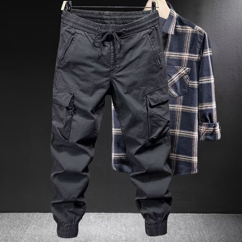 Work pants for men at the construction site, wear-resistant and stain-resistant, plus size loose elastic overalls, ankle-tie labor protection work pants 7