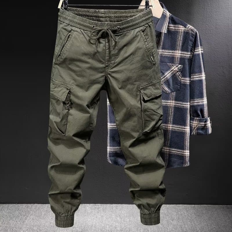 Work pants for men at the construction site, wear-resistant and stain-resistant, plus size loose elastic overalls, ankle-tie labor protection work pants 8