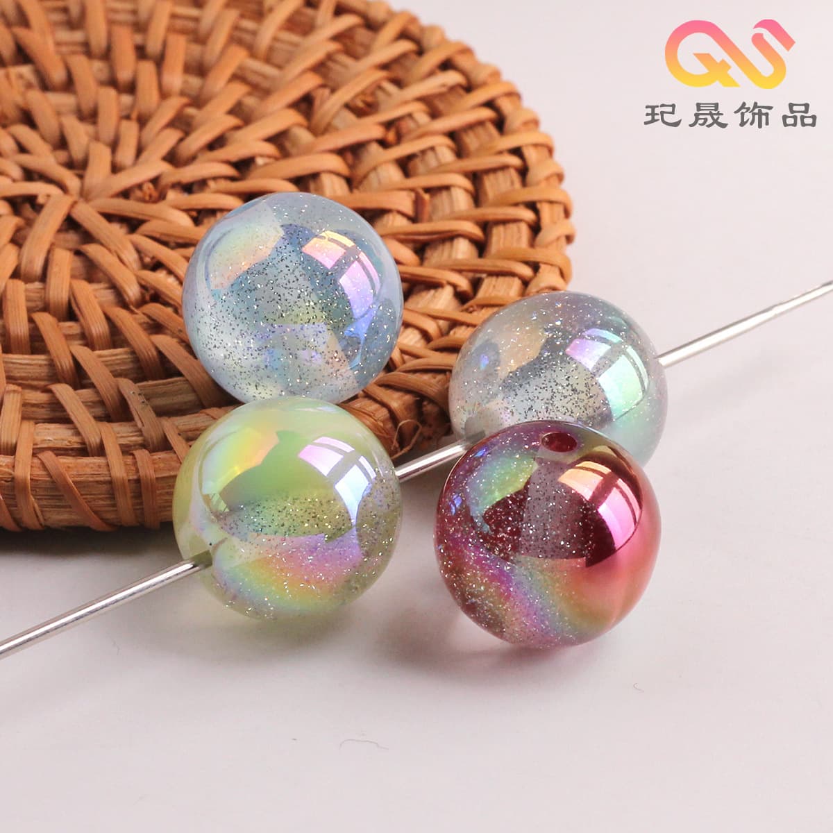 Starry cat's eye UV plated perforated beads DIY mobile phone chain bracelet necklace earrings high-end accessories material 1